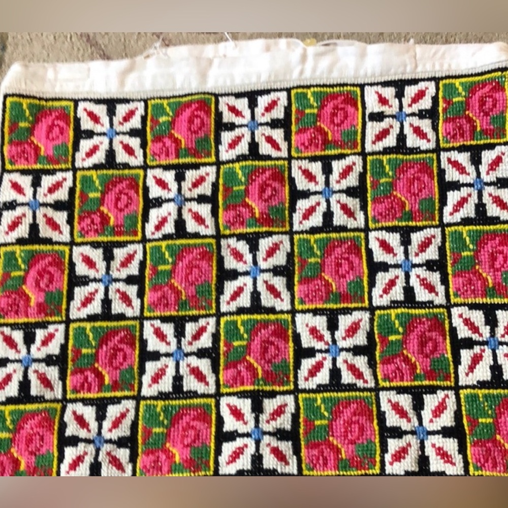 Vintage needlepoint handmade pillowcase 17” by 14“needs TLC